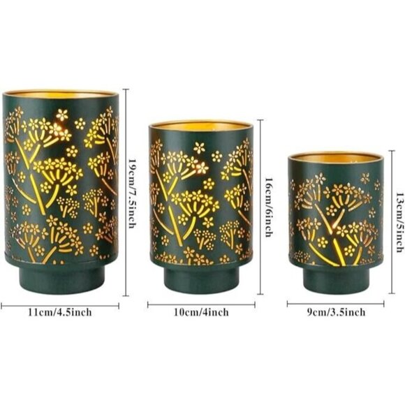 Illuminating Candle Holders 3pc Set Green Modern Farmhouse Candle Display Decor - Picture 6 of 6